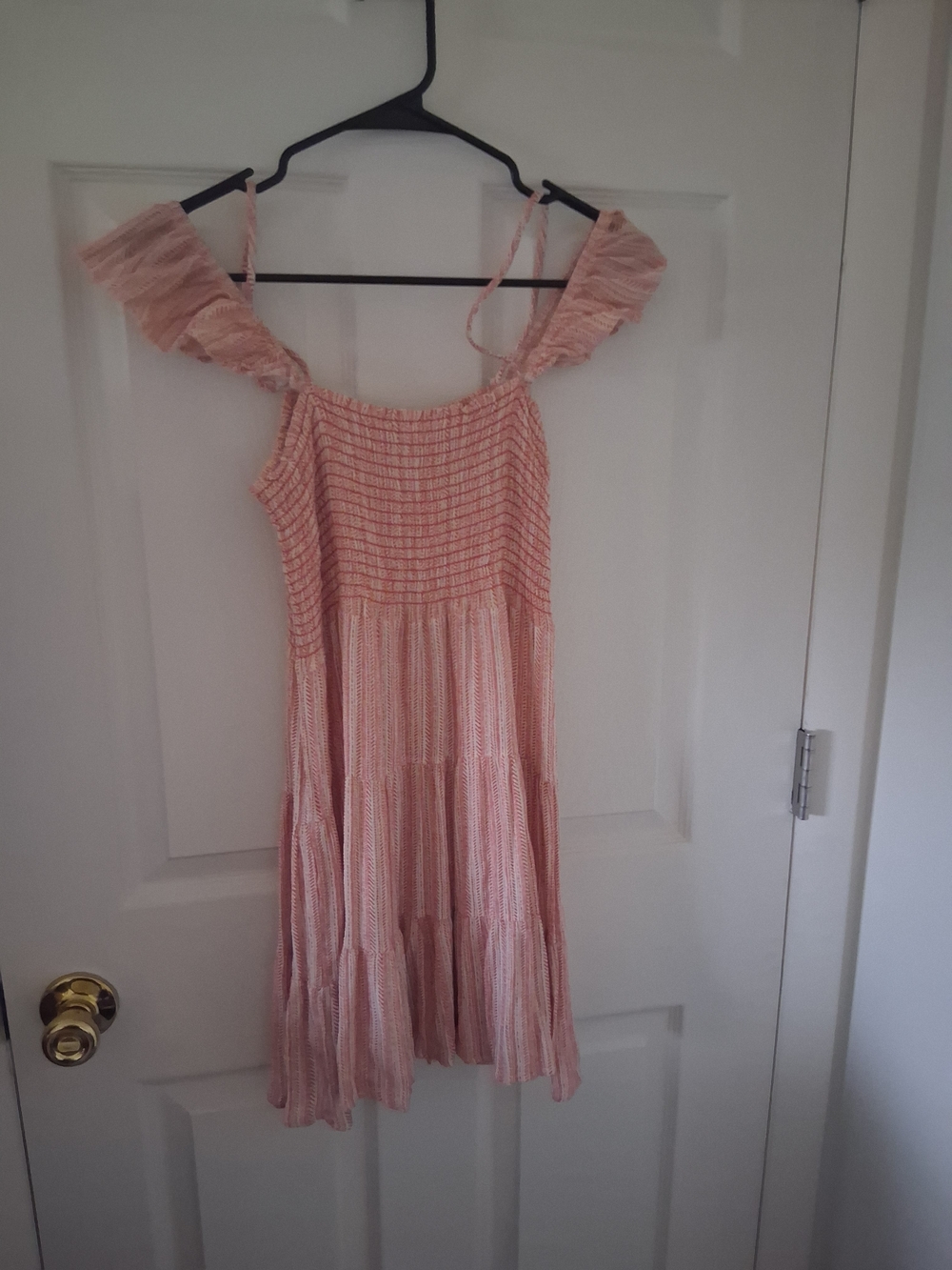 Ella Pink Smocked Ruffle-Strap Tiered Dress
